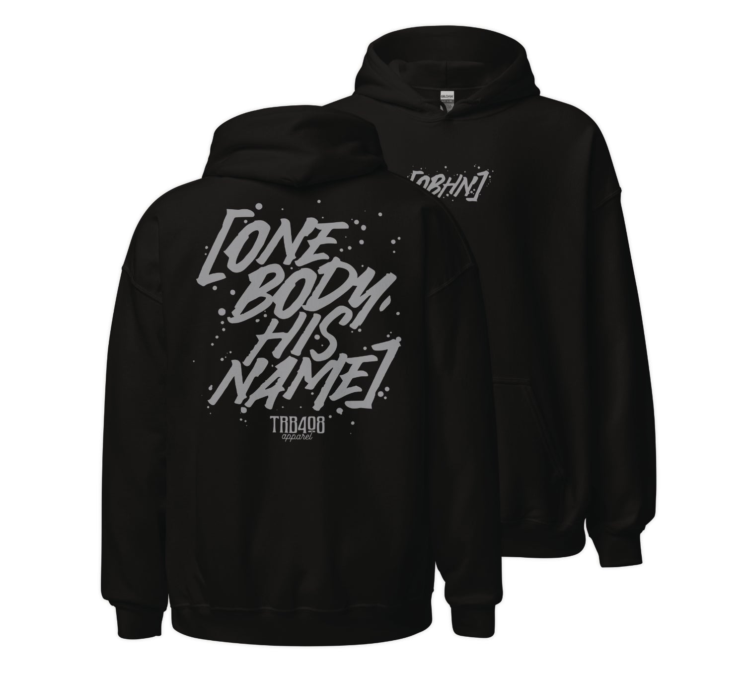 Black OBHN Script Hoodie, Front and Back, Christian Apparel