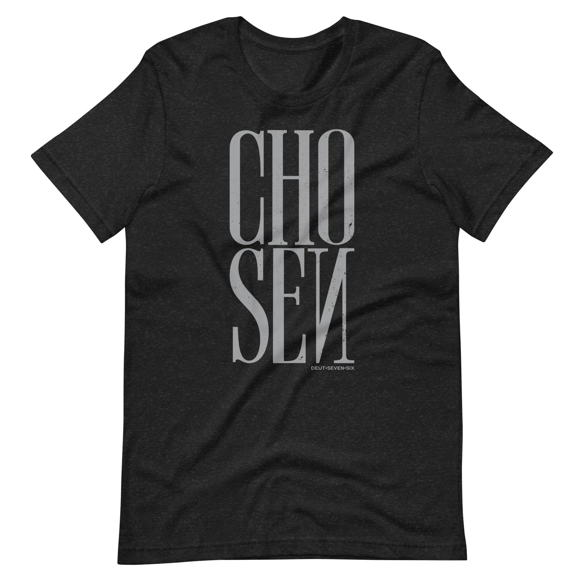 Black short sleeve Chosen Tee, Front, Christian Apparel