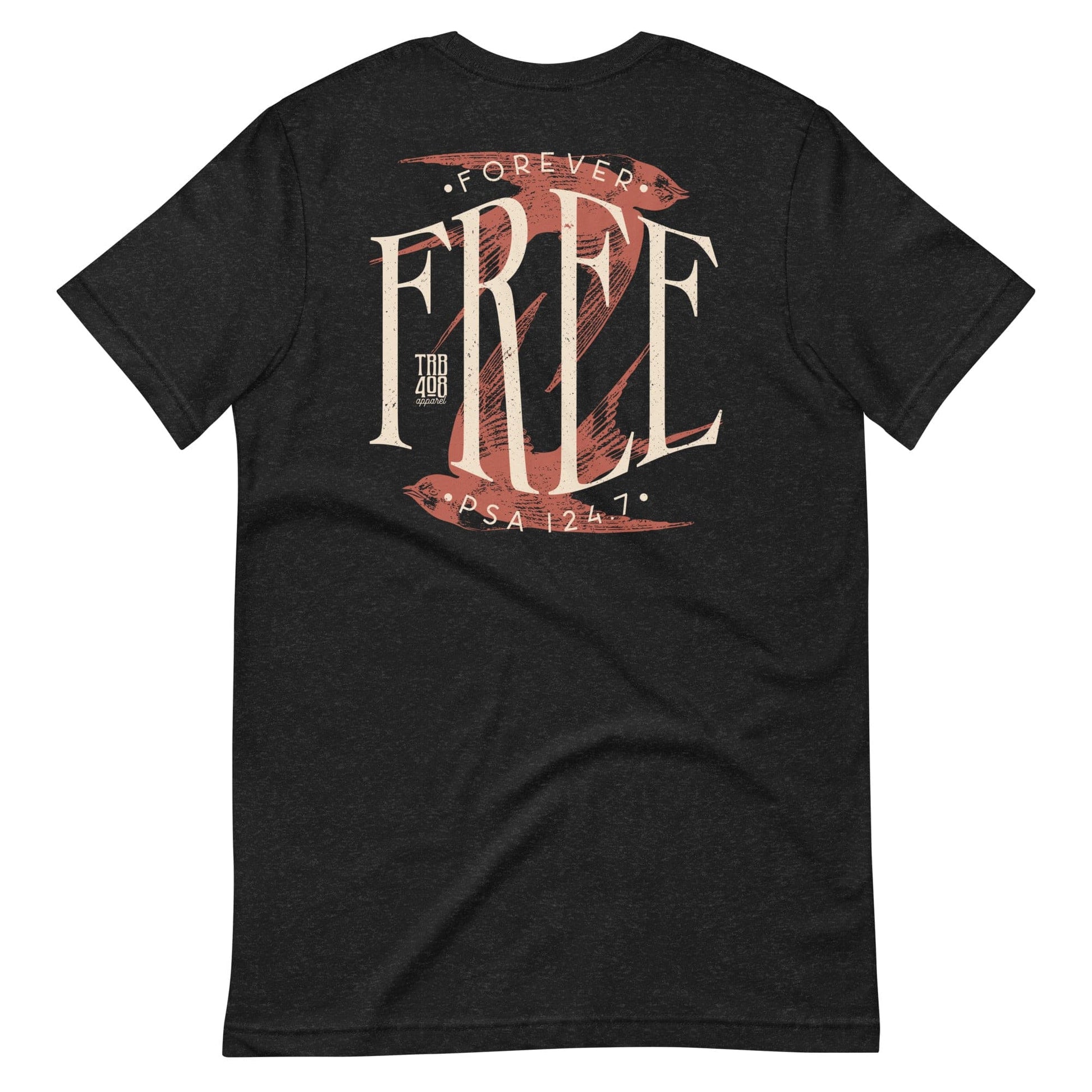 Black short sleeve Free Bird Tee, Back, Christian Apparel