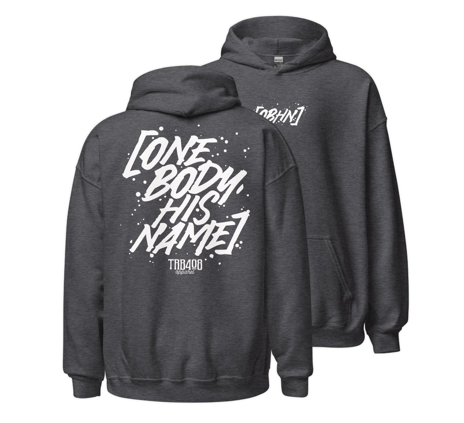 Gray OBHN Script Hoodie, Front and Back, Christian Apparel