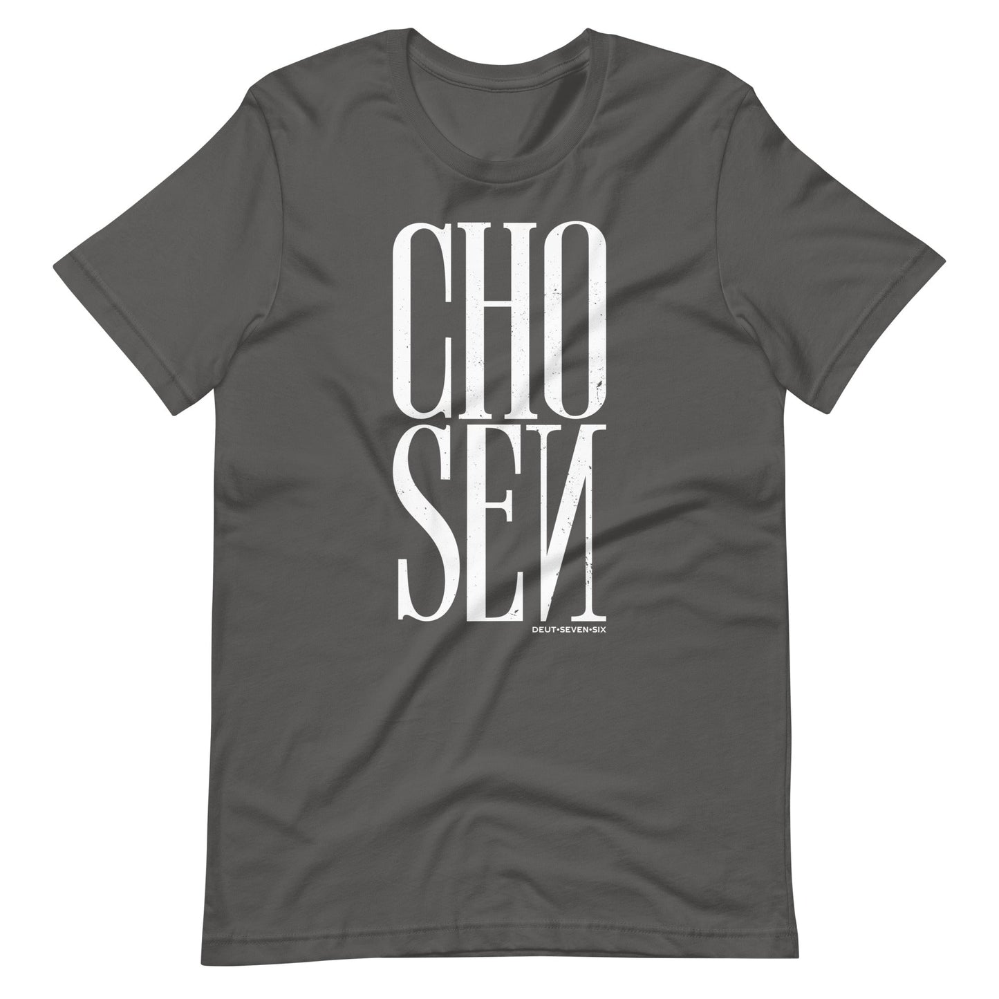 Gray short sleeve Chosen Tee, Front, Christian Apparel