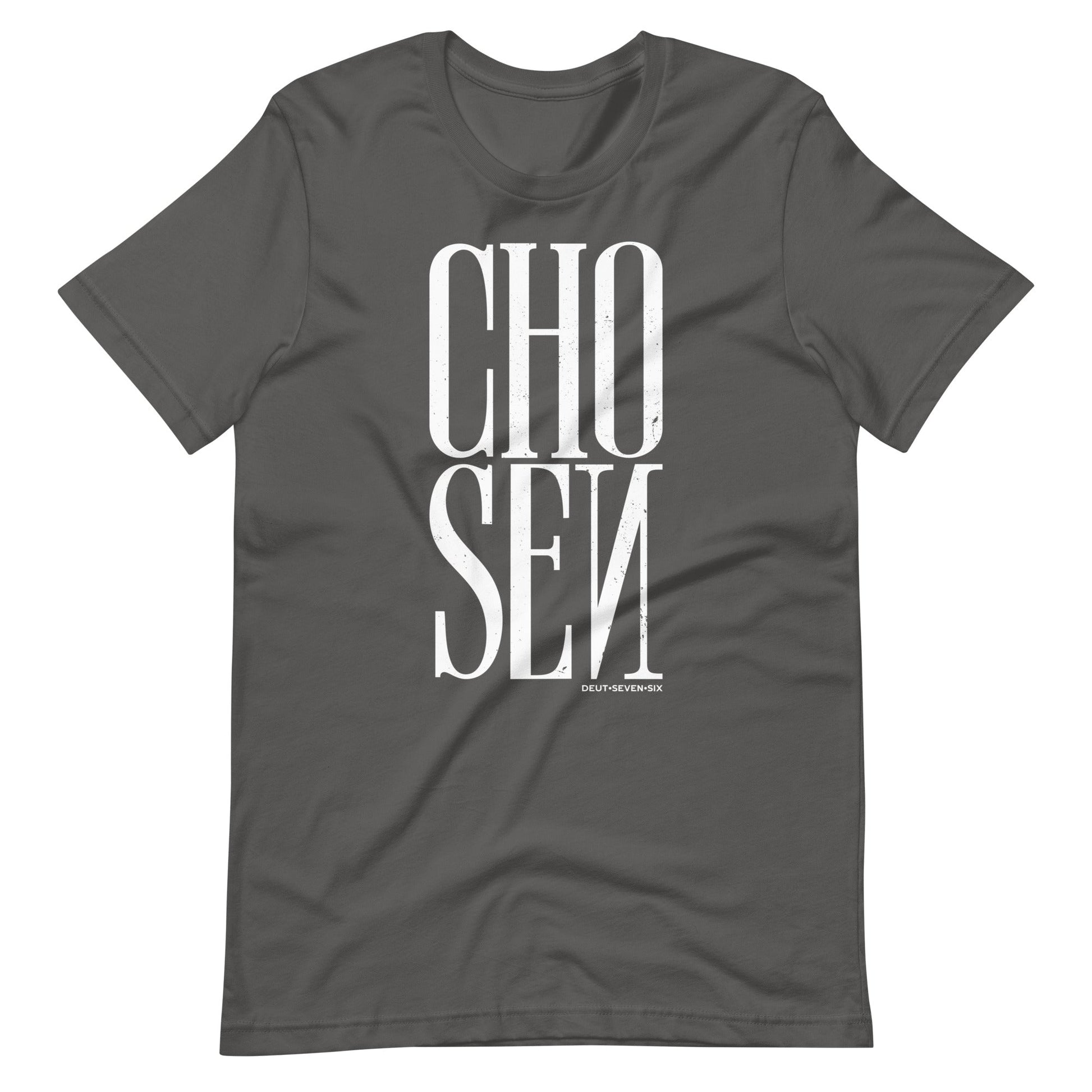 Gray short sleeve Chosen Tee, Front, Christian Apparel