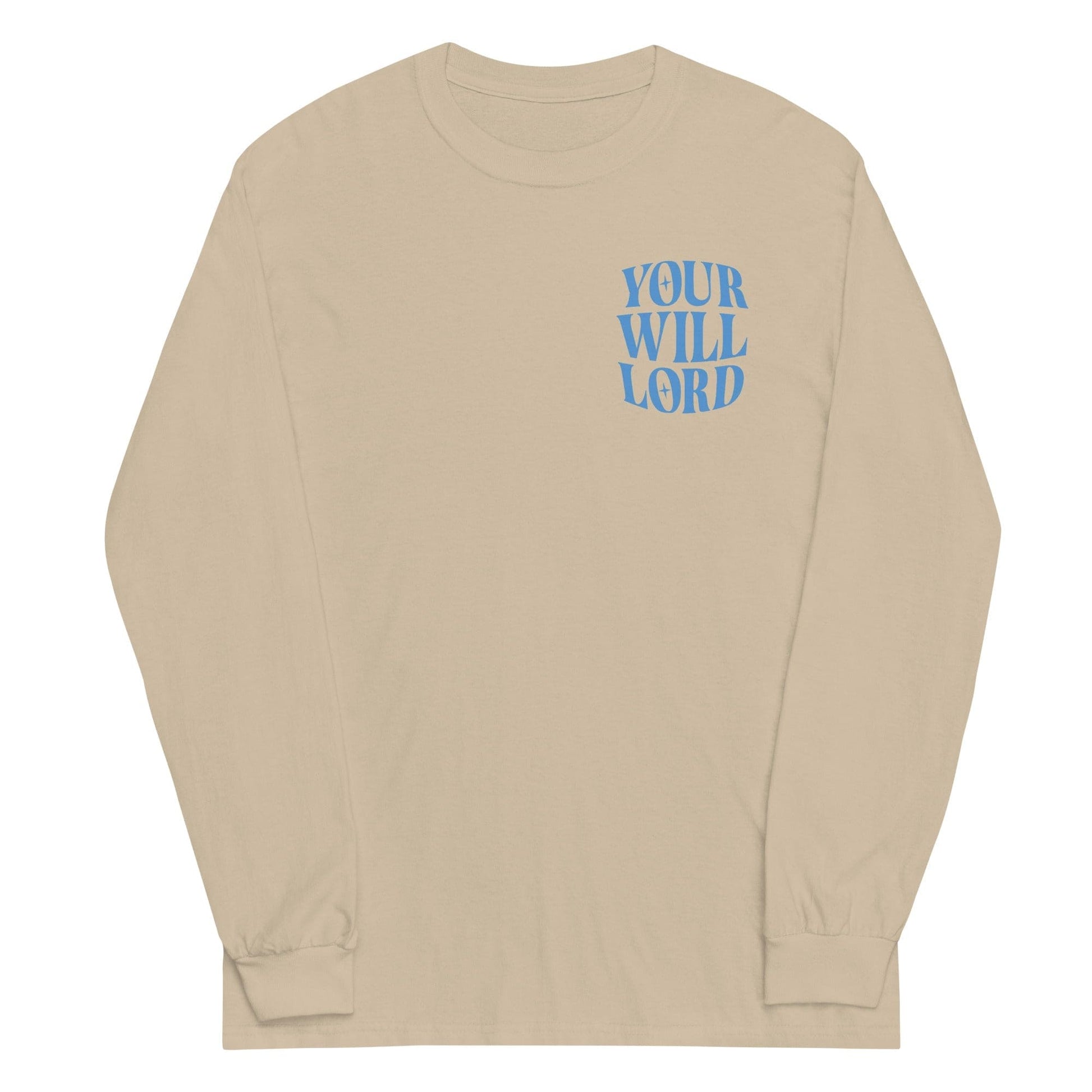 Sand long sleeve His Will Tee, Front, Christian Apparel