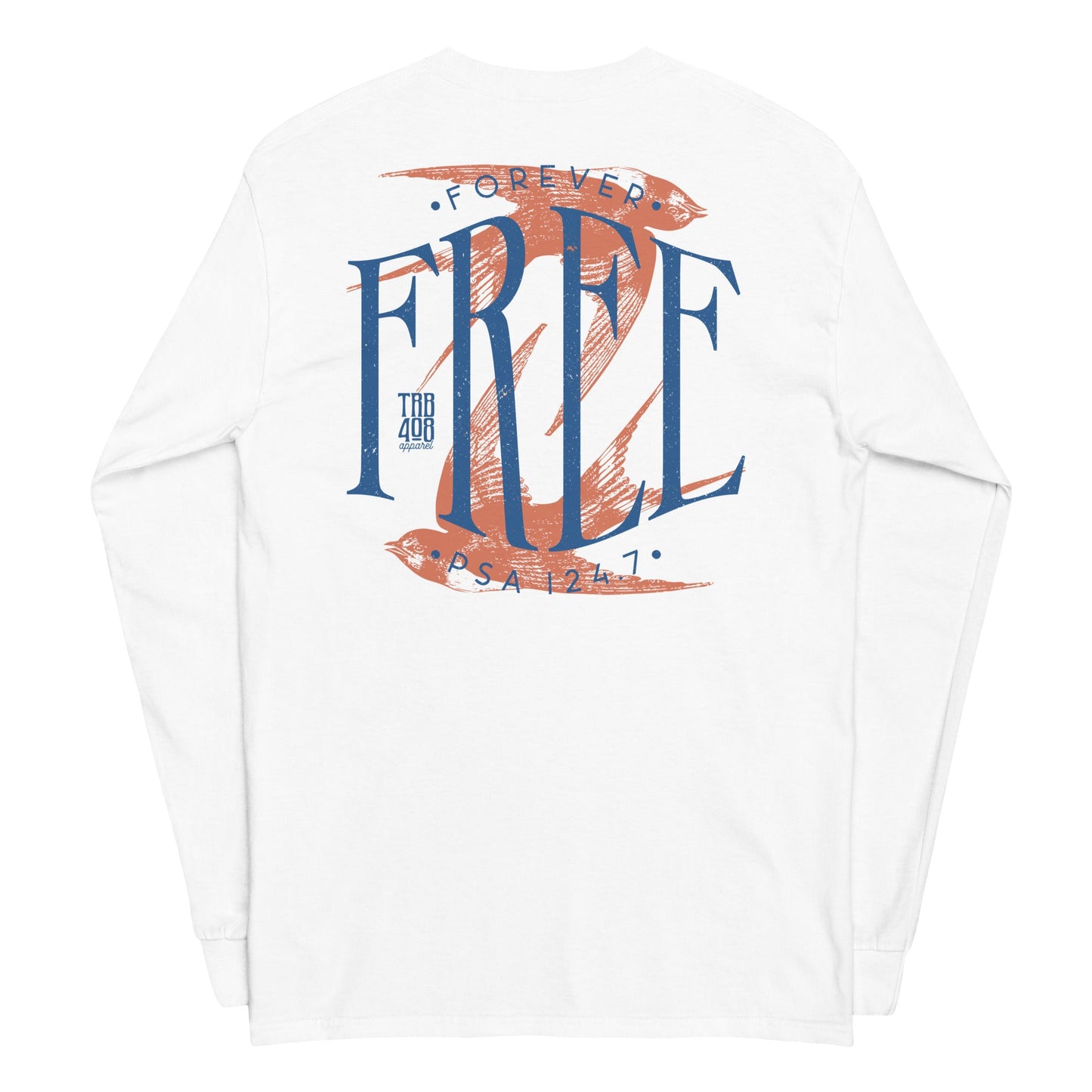 White long sleeve Free Bird Tee, Back, Christian Apparel