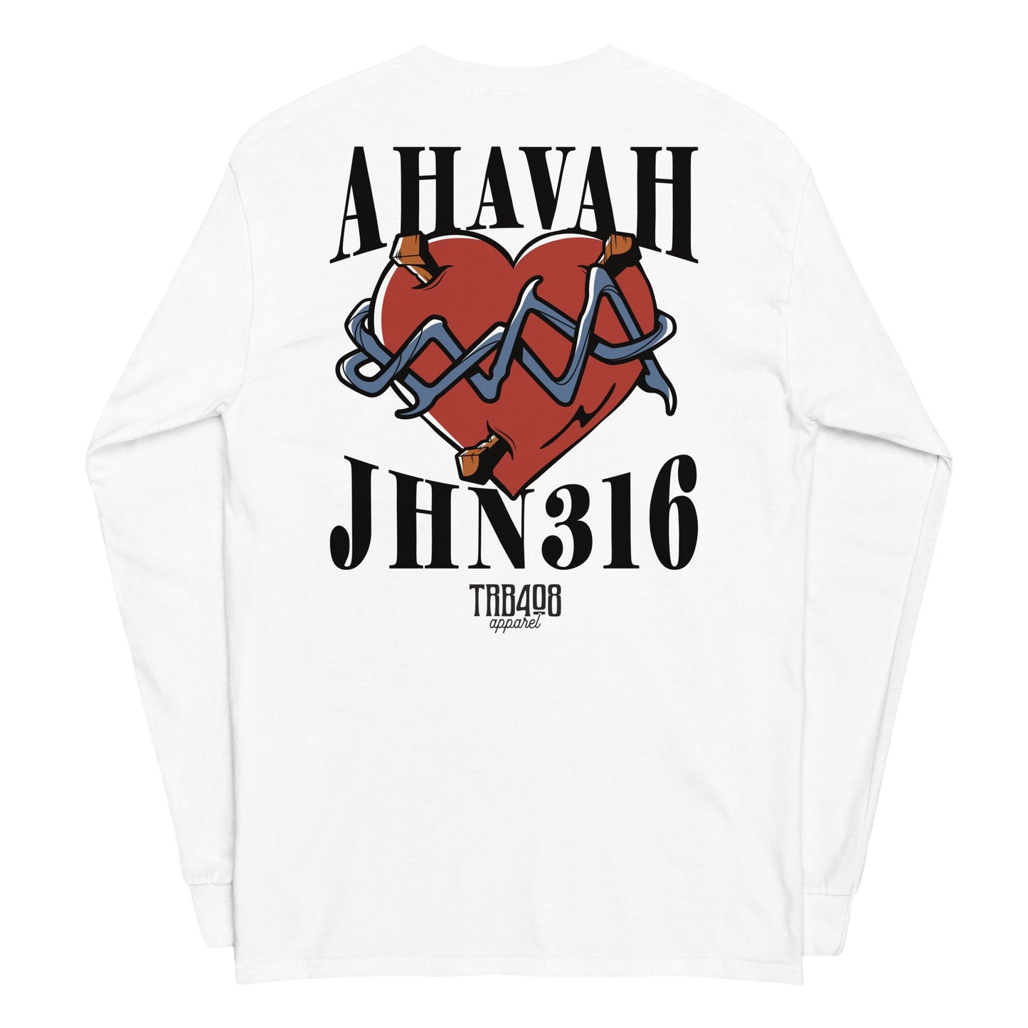 White long sleeve His Big Love Tee, Back, Christian Apparel