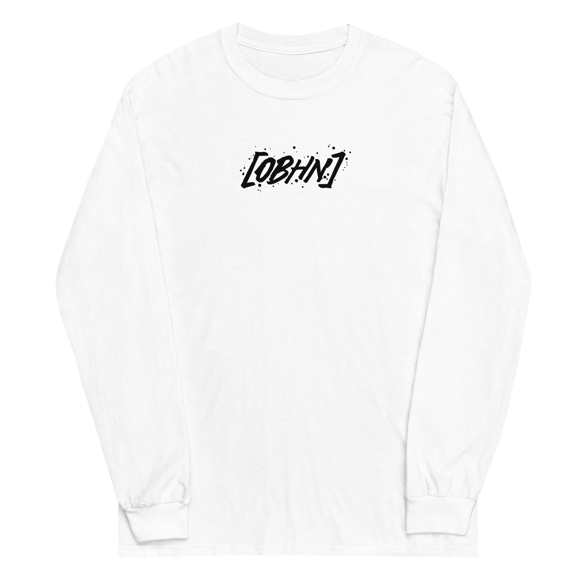 White long sleeve OBHN Script Tee, Front, Christian Apparel