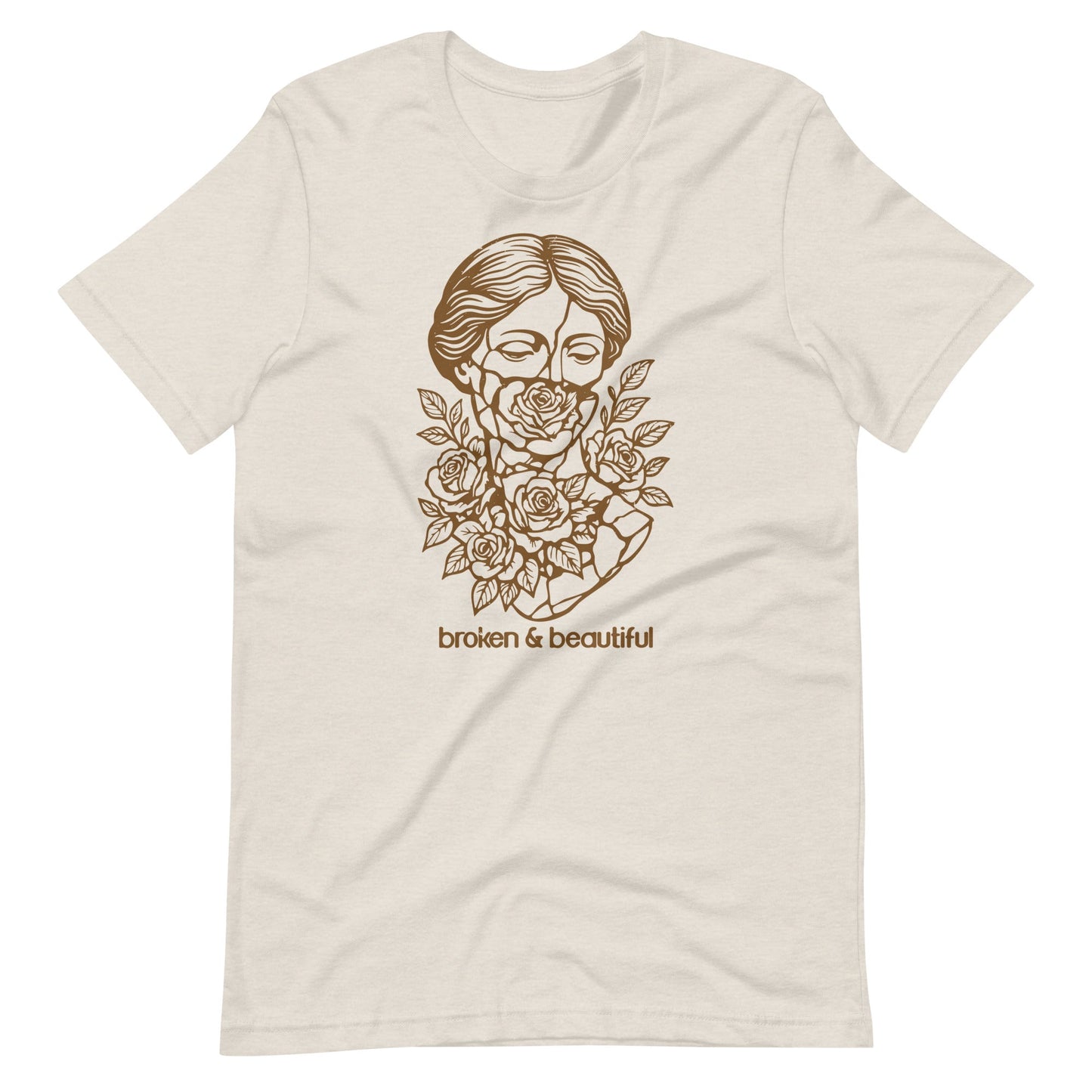 Heather Dust short sleeve Broken & Beautiful Tee, Front, Christian Apparel