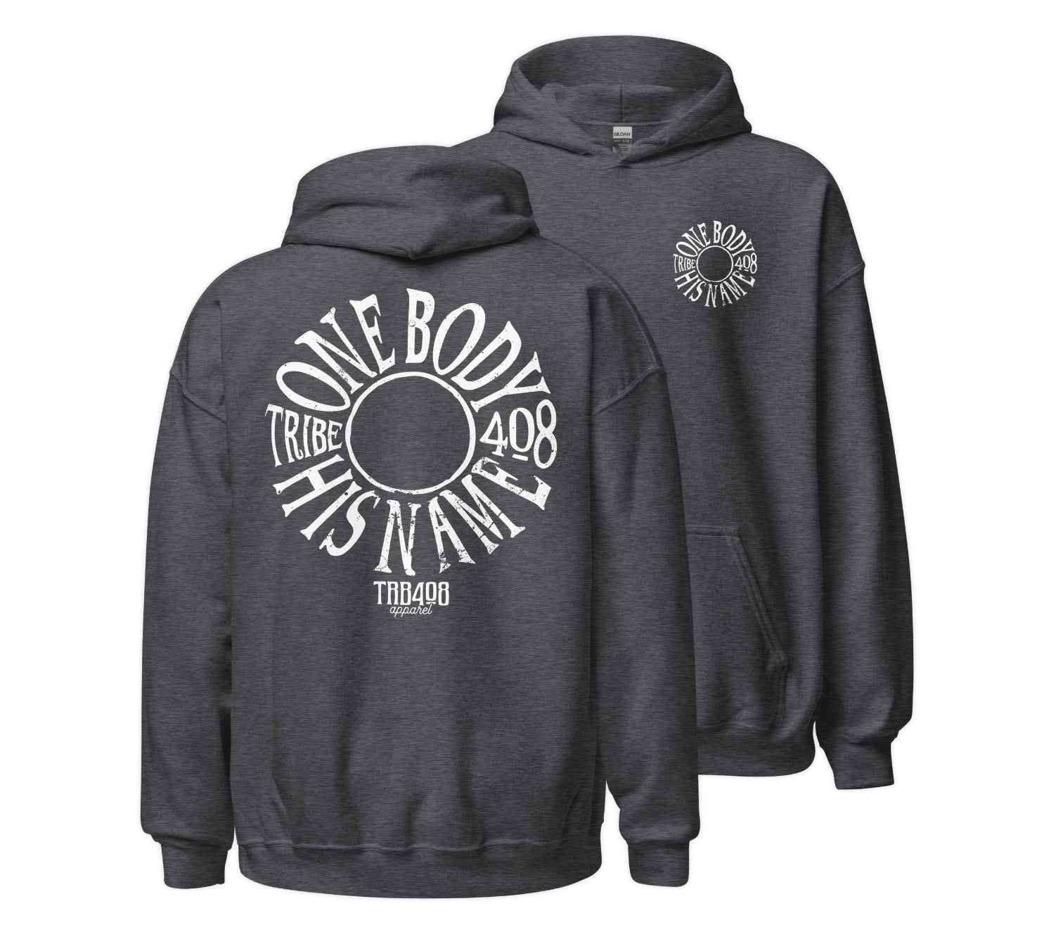 Gray The Tribe Hoodie, Front and Back, Christian Apparel