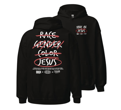 Black G328 Cross-Out Hoodie, Front and Back, Christian Apparel