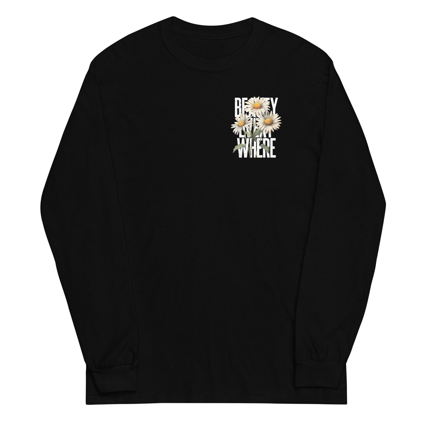 Black long sleeve Beauty Everywhere Tee, Front, Christian Apparel