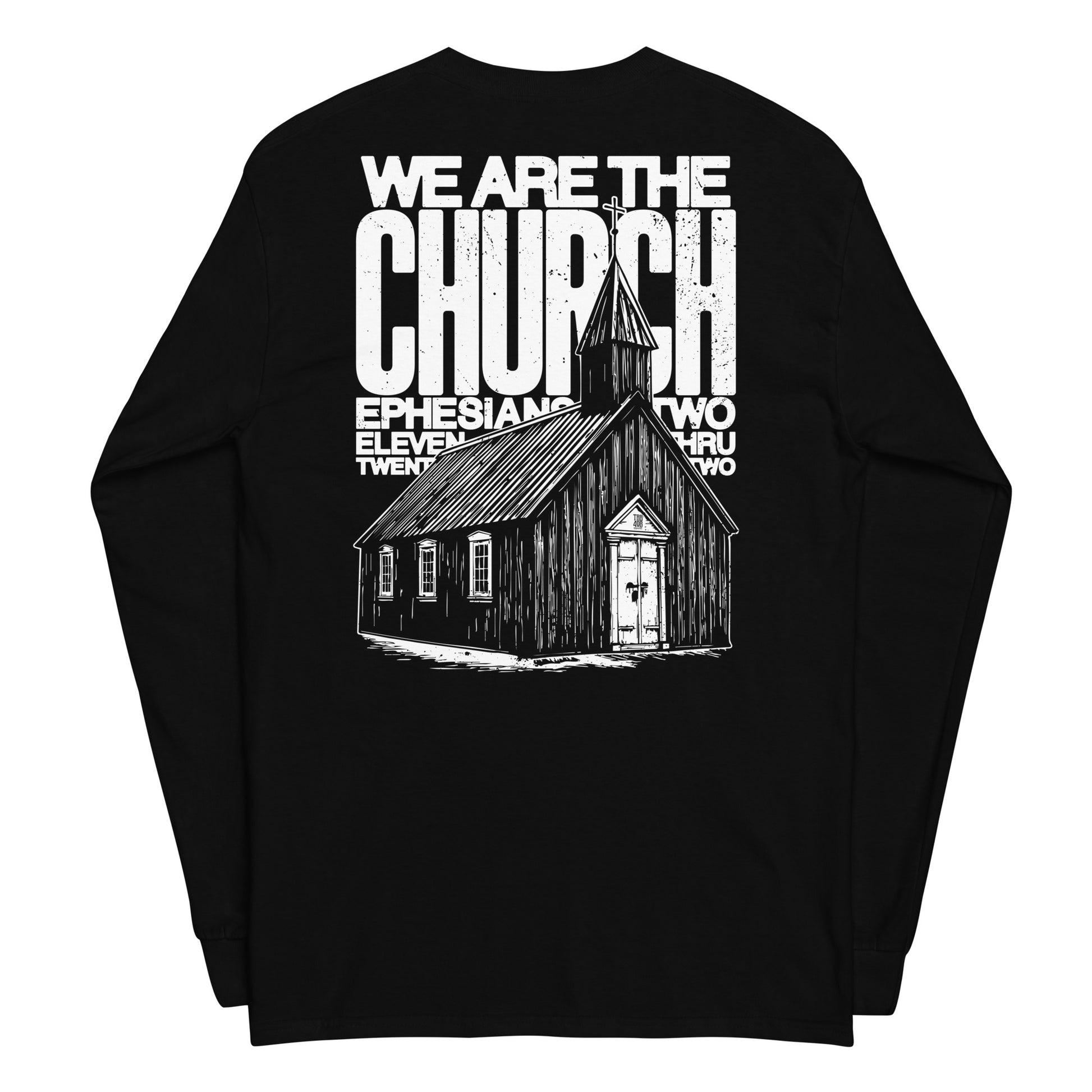 Black long sleeve The Church Tee, Back, Christian Apparel