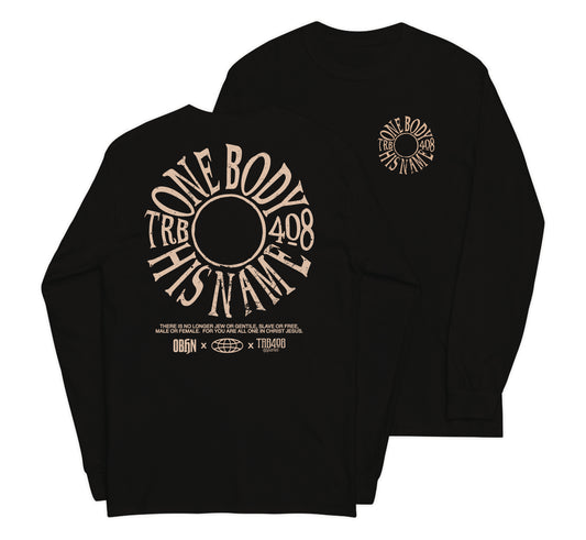 Black long sleeve The TRIBE Tee, Front and Back, Christian Apparel