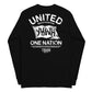Black long sleeve YHWH Flag Tee, Back, Christian Apparel