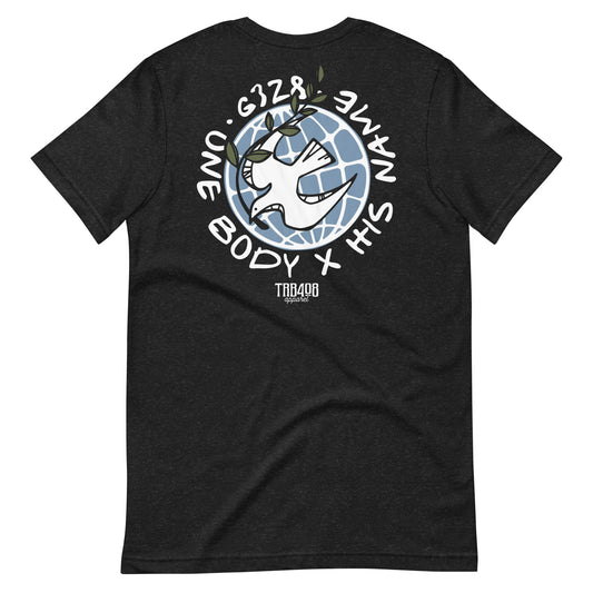 Black short sleeve G328 Globe Tee, Back, Christian Apparel