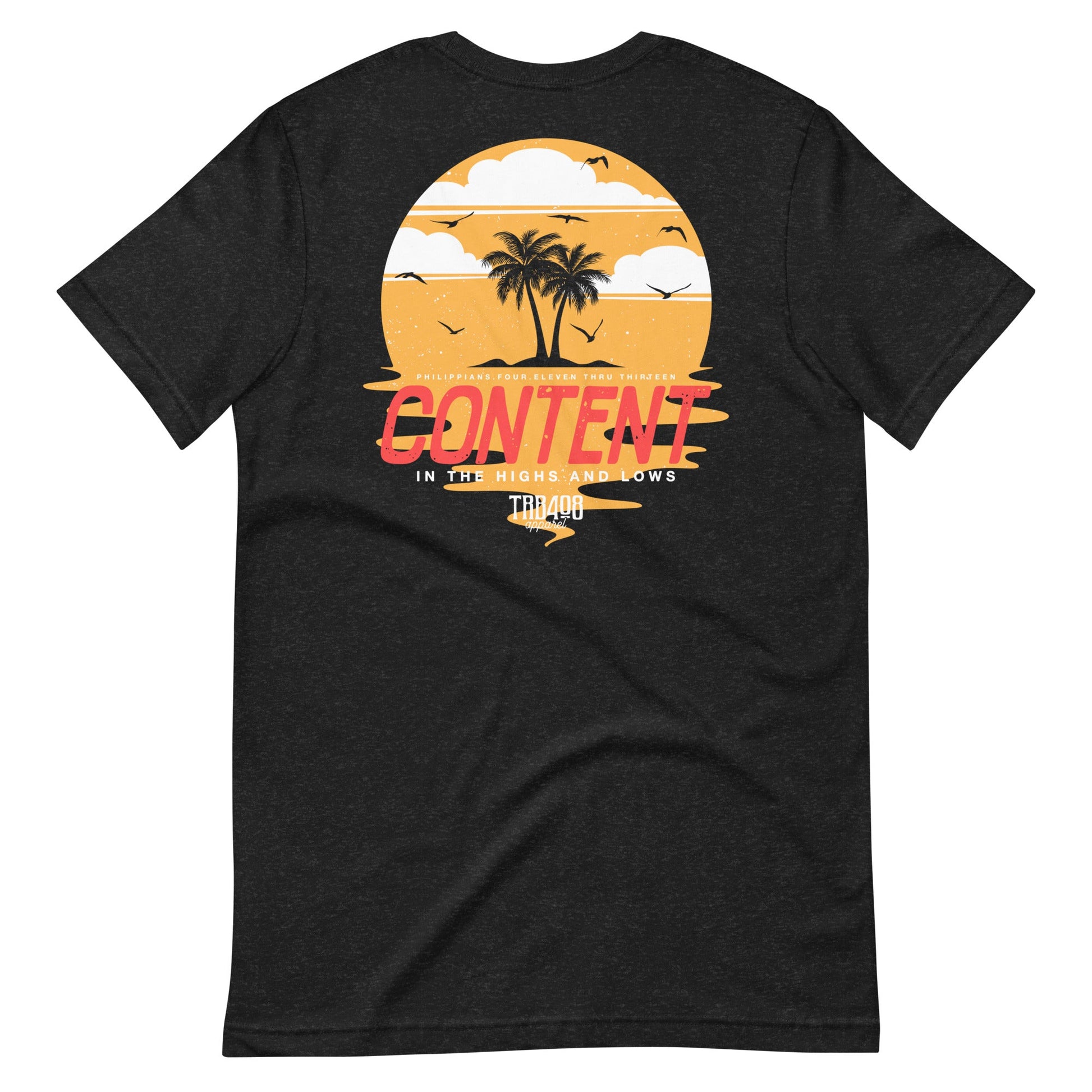 Black short sleeve Content Tee, Back, Christian Apparel
