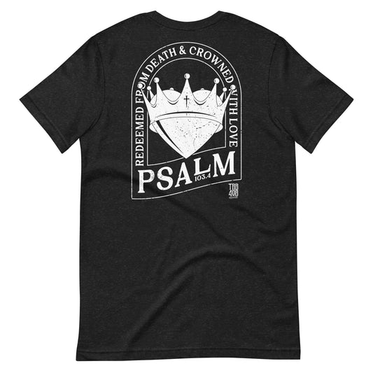 Black short sleeve Crowned Heart Tee, Back, Christian Apparel