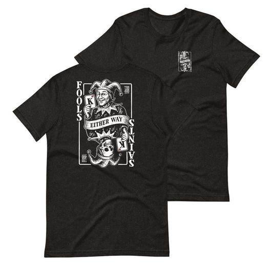 Black short sleeve Joker Tee, Front and Back, Christian Apparel