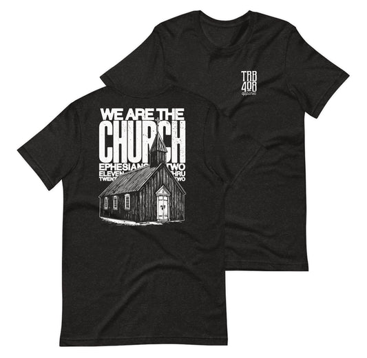 Black short sleeve The Church Tee, Front and Back, Christian Apparel