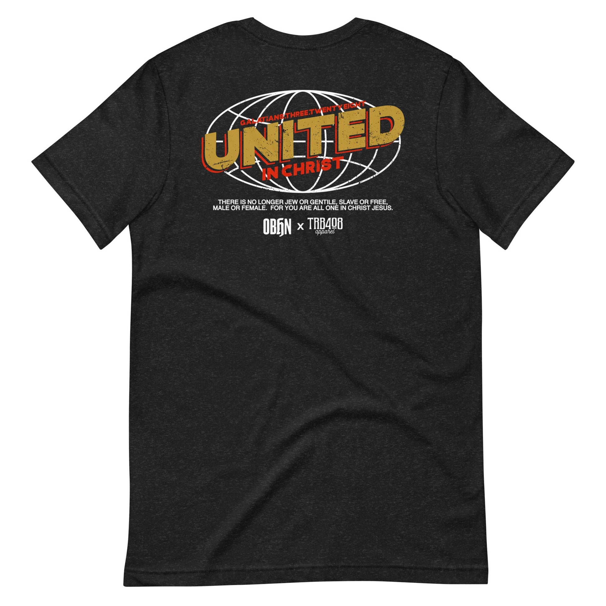 Black short sleeve United Globe Tee, Back, Christian Apparel