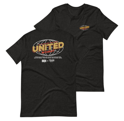 Black short sleeve United Globe Tee, Front and Back, Christian Apparel