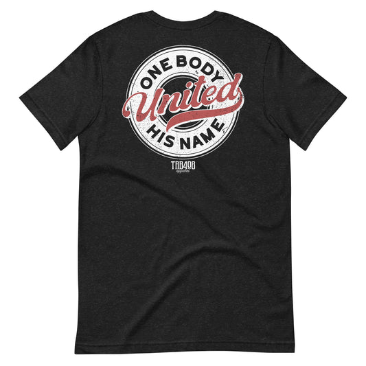 Black short sleeve United Retro Ring Tee, Back, Christian Apparel