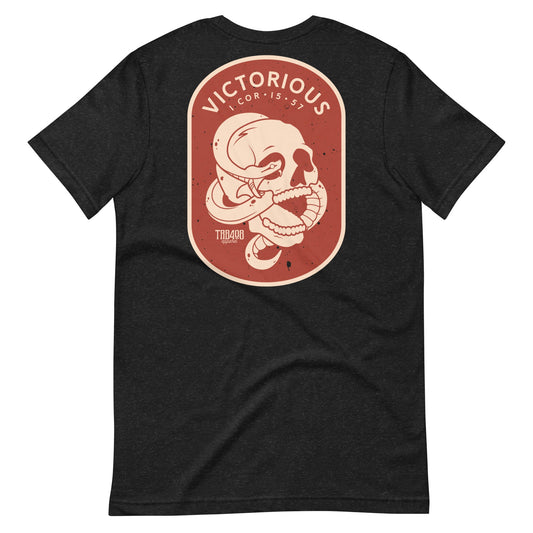 Black short sleeve Victorious Tee, Back, Christian Apparel