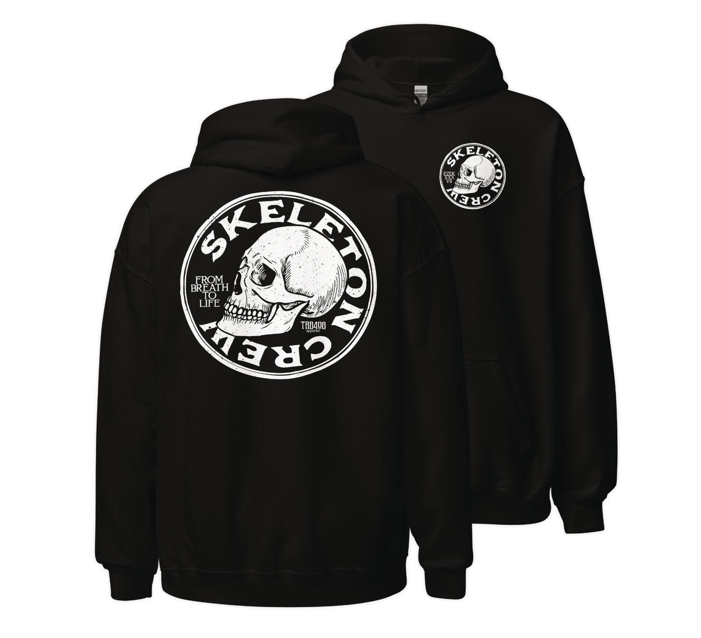 Black Skeleton Crew Hoodie, Front and Back, Christian Apparel