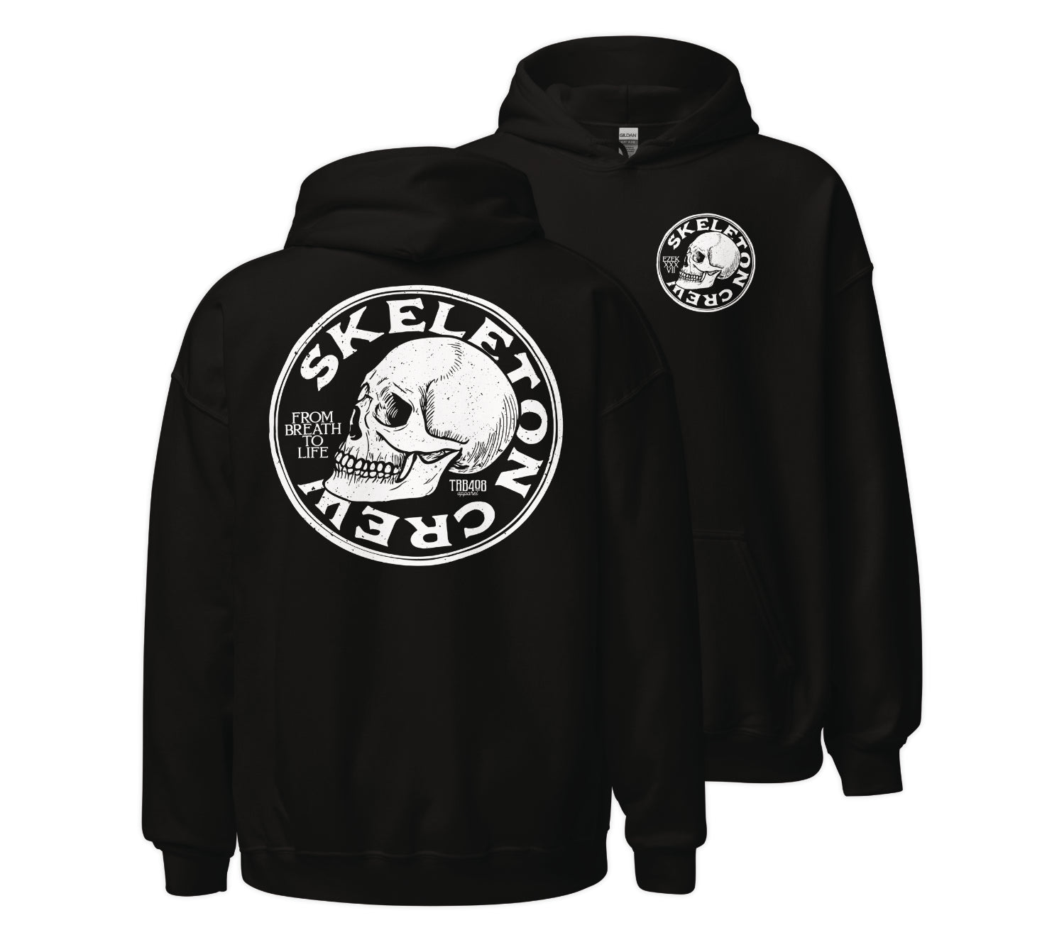 Black Skeleton Crew Hoodie, Front and Back, Christian Apparel