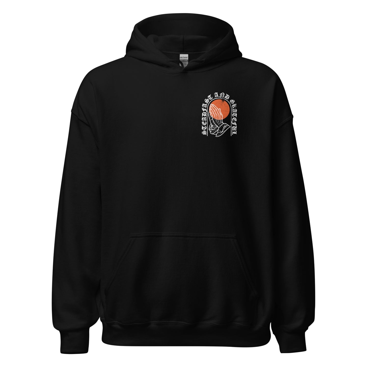 Black Steadfast & Grateful Hoodie, Front, Christian Apparel