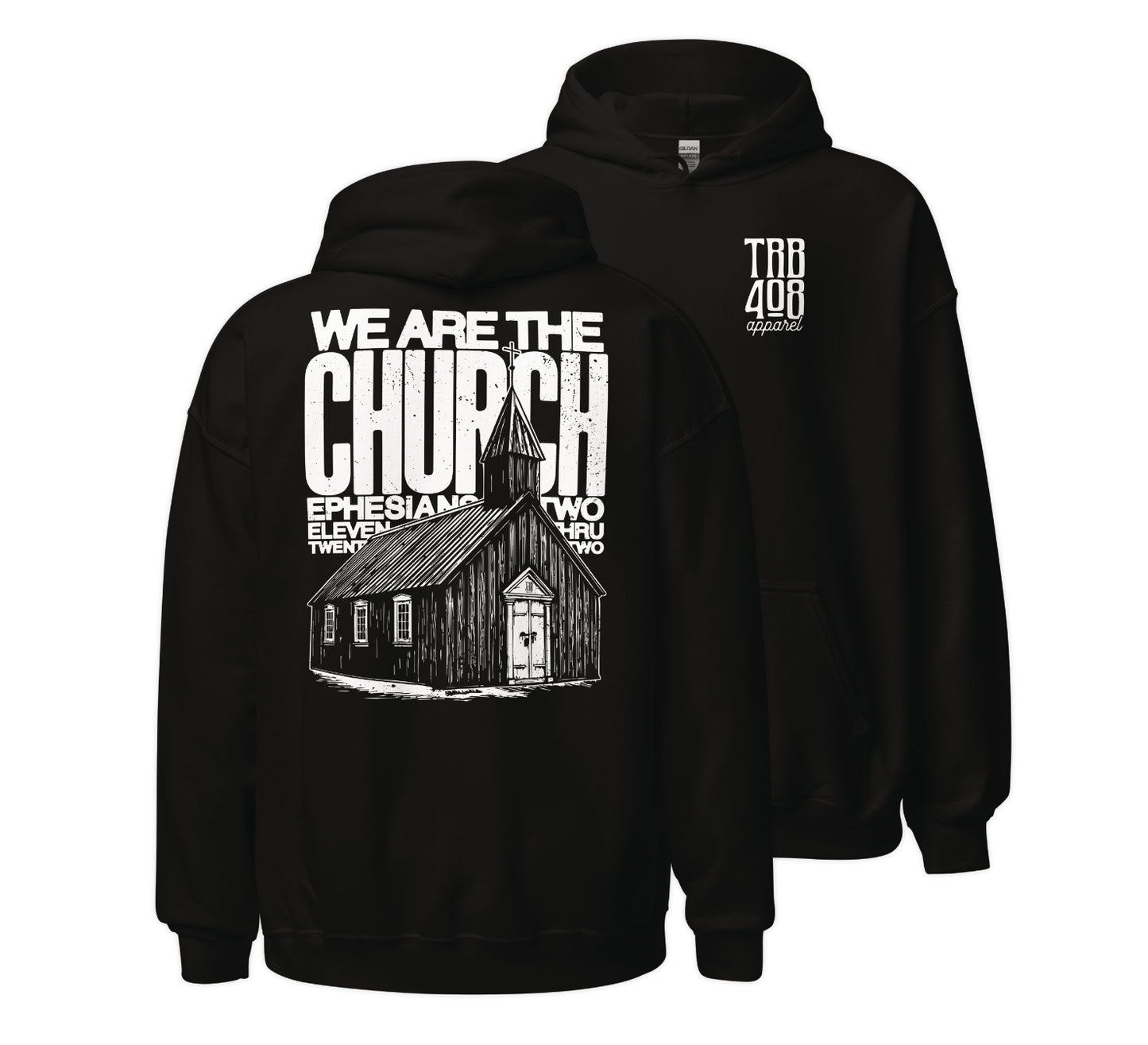 Black The Church Hoodie, Front and Back, Christian Apparel