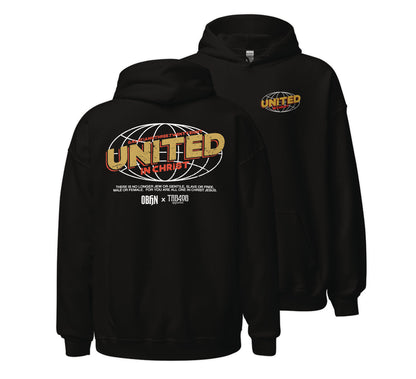 Black United Globe Hoodie, Front and Back, Christian Apparel