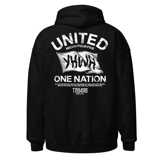 Black YHWH Flag Hoodie, Back, Christian Apparel