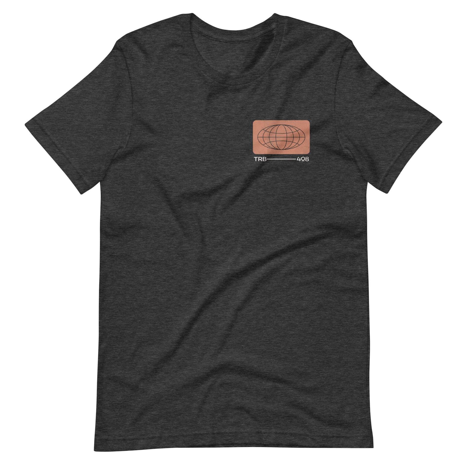 Gray short sleeve Tribe Globe Tee, Front, Christian Apparel