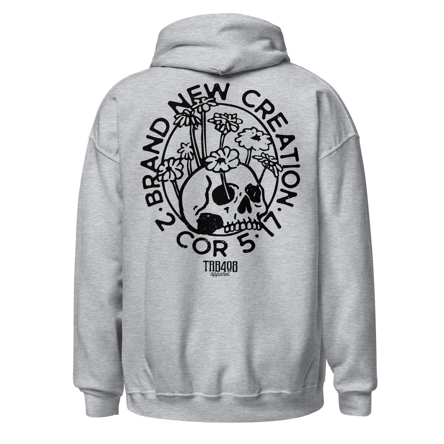 Light Gray Brand New Creation Hoodie, Back, Christian Apparel