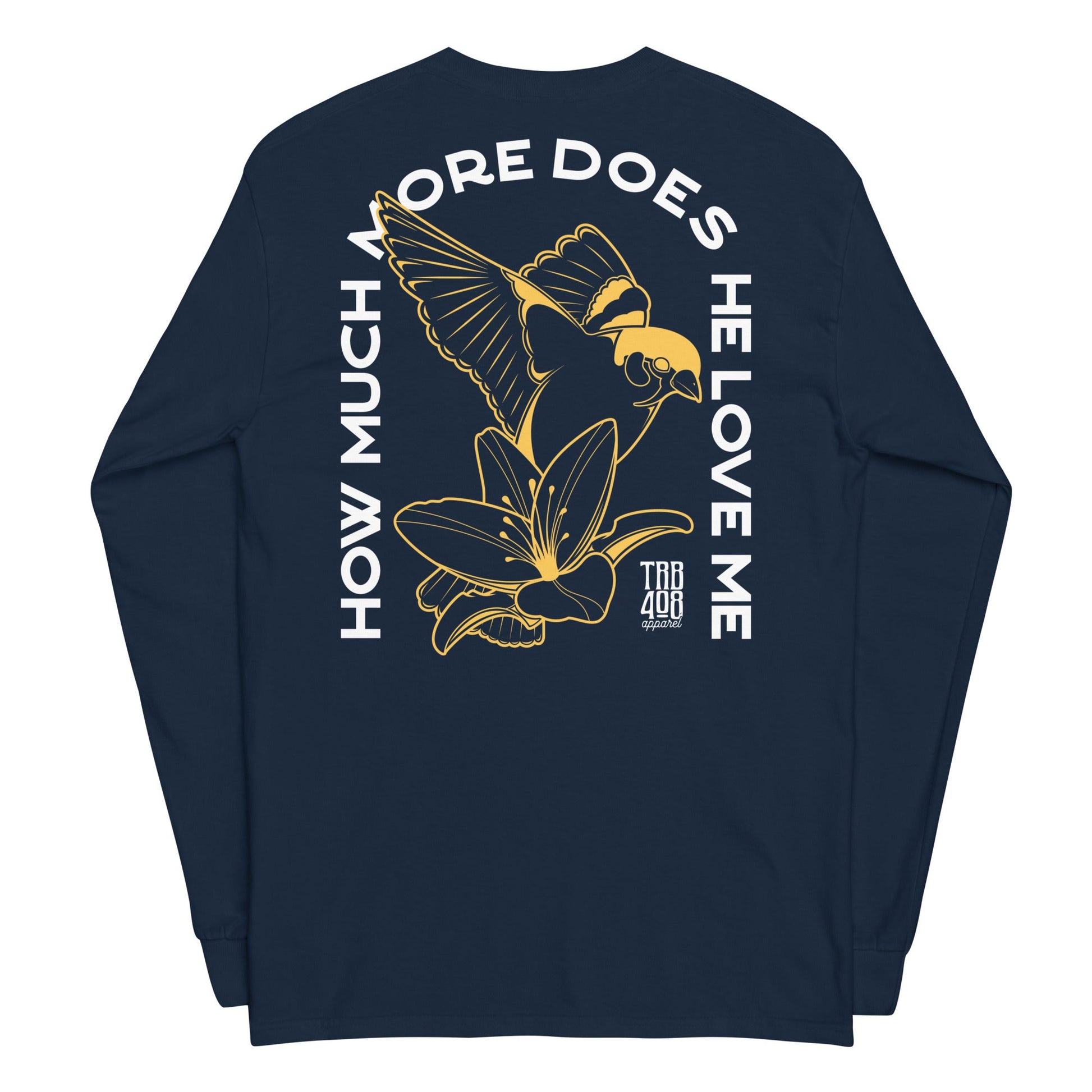 Navy long sleeve Sparrow & Lily Tee, Back, Christian Apparel