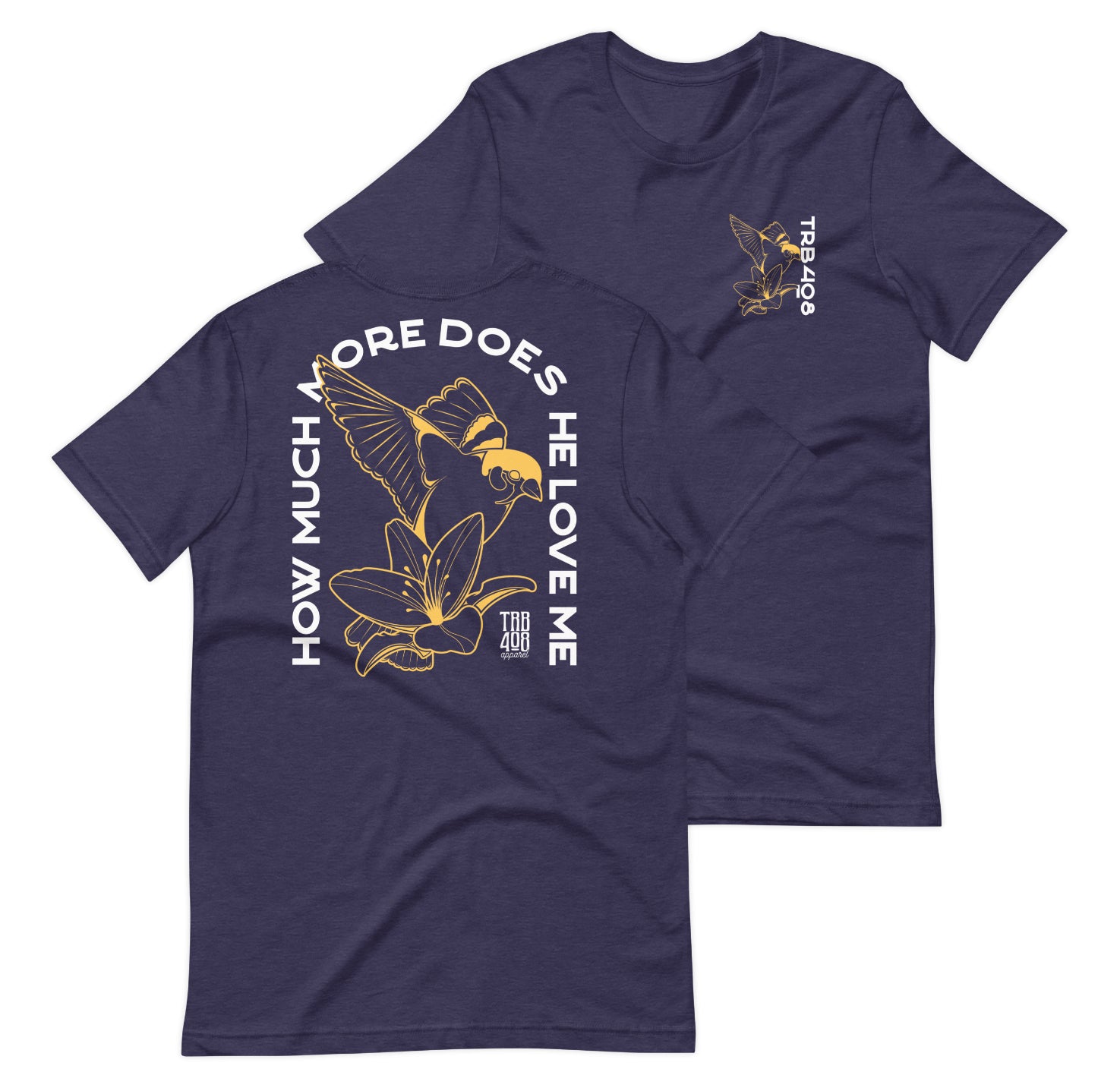 Navy short sleeve Sparrow And Lily Tee, Front and Back, Christian Apparel