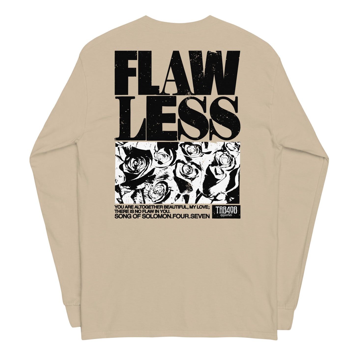 Sand long sleeve Flawless Rose 2.0 Tee, Back, Christian Apparel