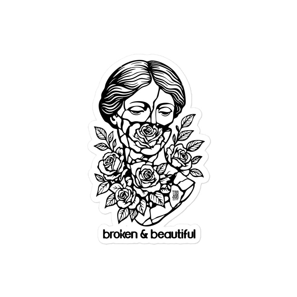 Broken & Beautiful Sticker, Front, Christian Apparel