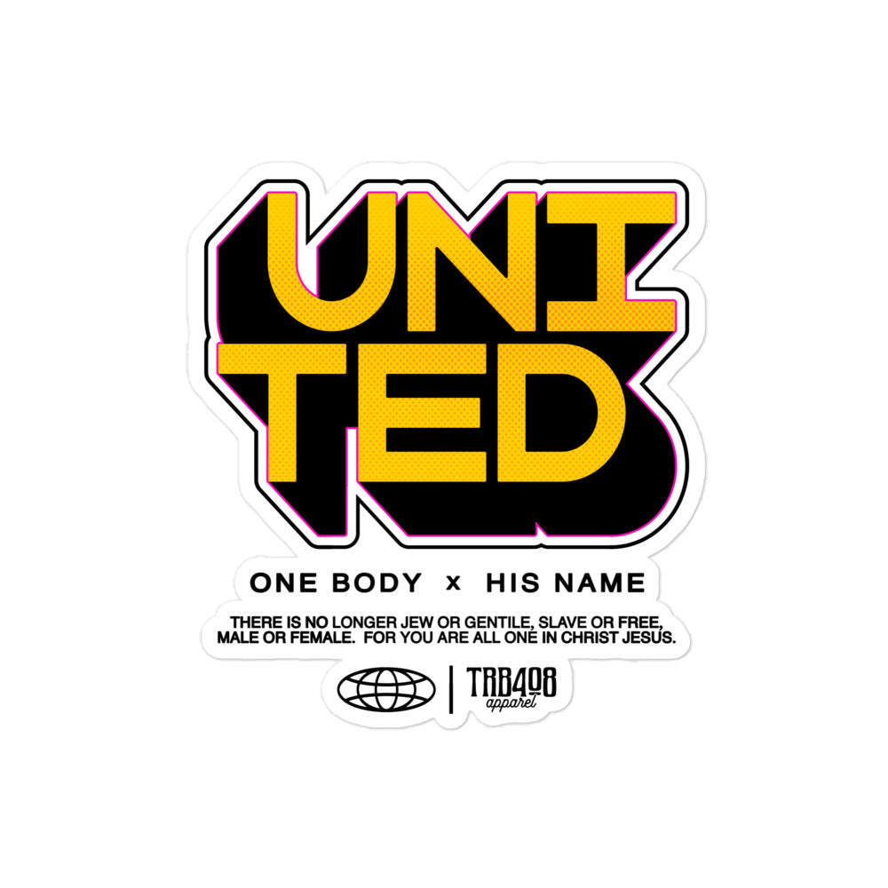 United 3D Sticker, Front, Christian Apparel