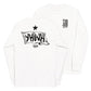 White long sleeve YHWH Flag Tee, Front and Back, Christian Apparel