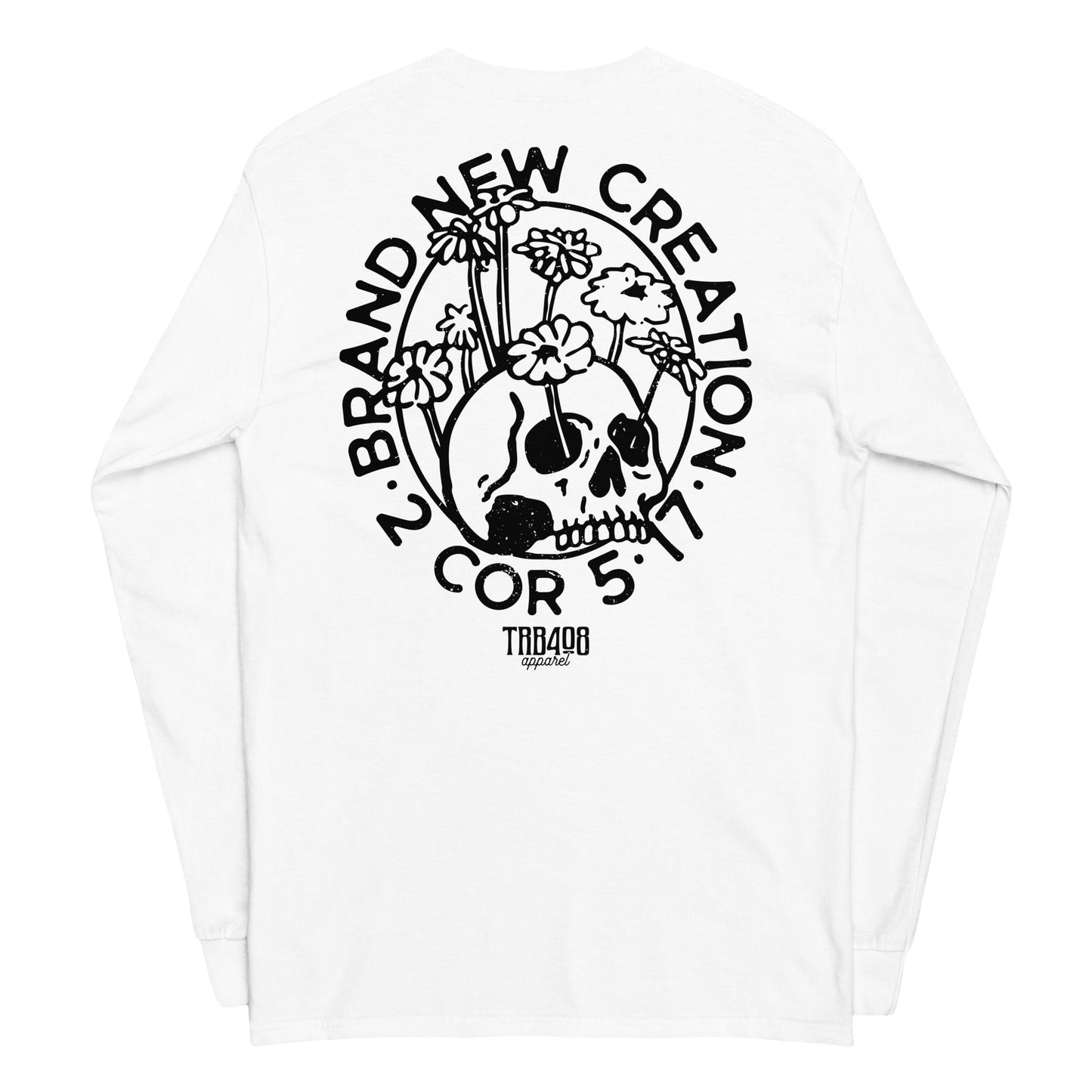 White long sleeve Brand New Creation Tee, Back, Christian Apparel