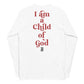 White long sleeve Child Of God Tee, Back, Christian Apparel