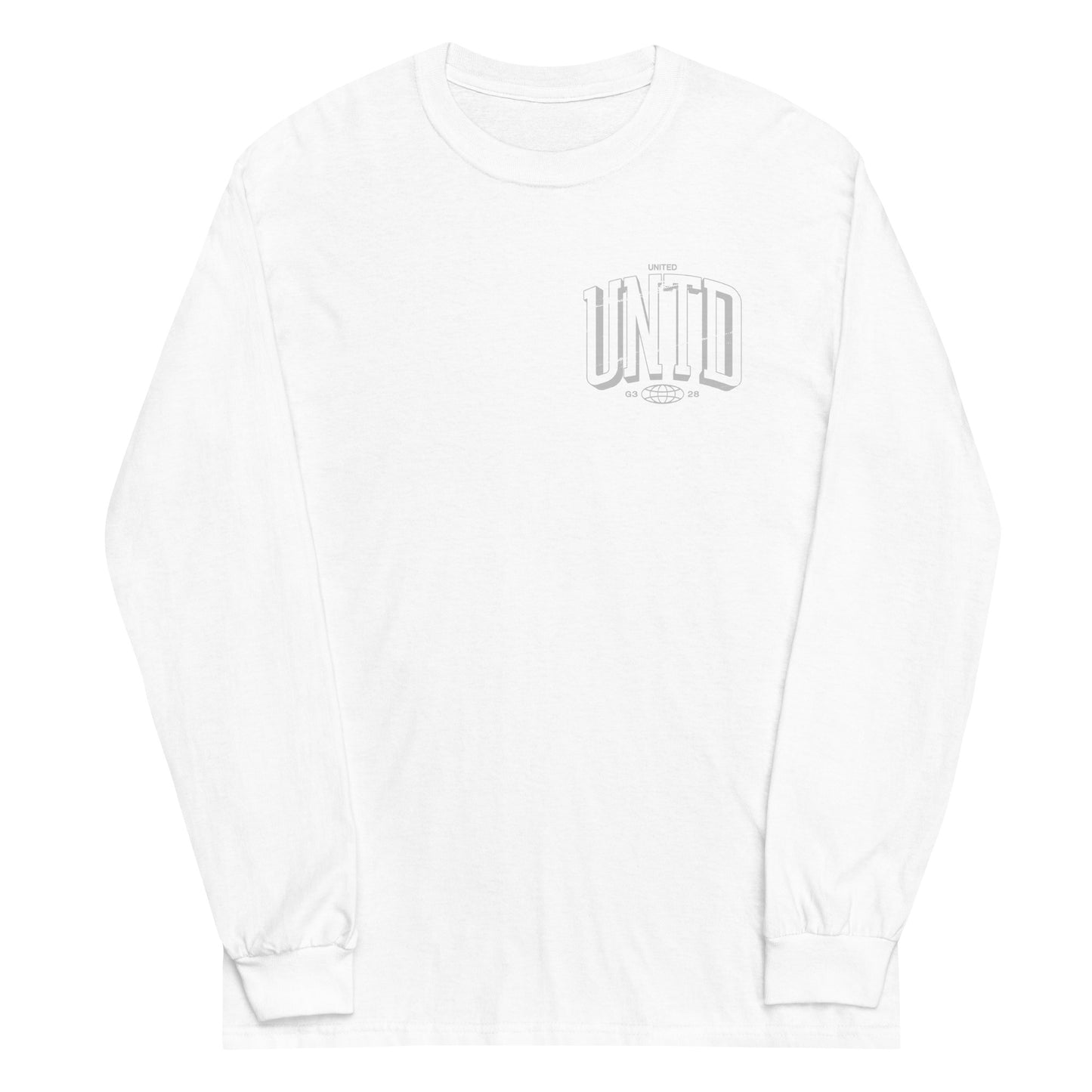 White long sleeve Tall UNTD Tee, Front, Christian Apparel