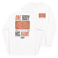 White long sleeve Tribe Globe Tee, Front and Back, Christian Apparel