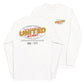 White long sleeve United Globe Tee, Front and Back, Christian Apparel