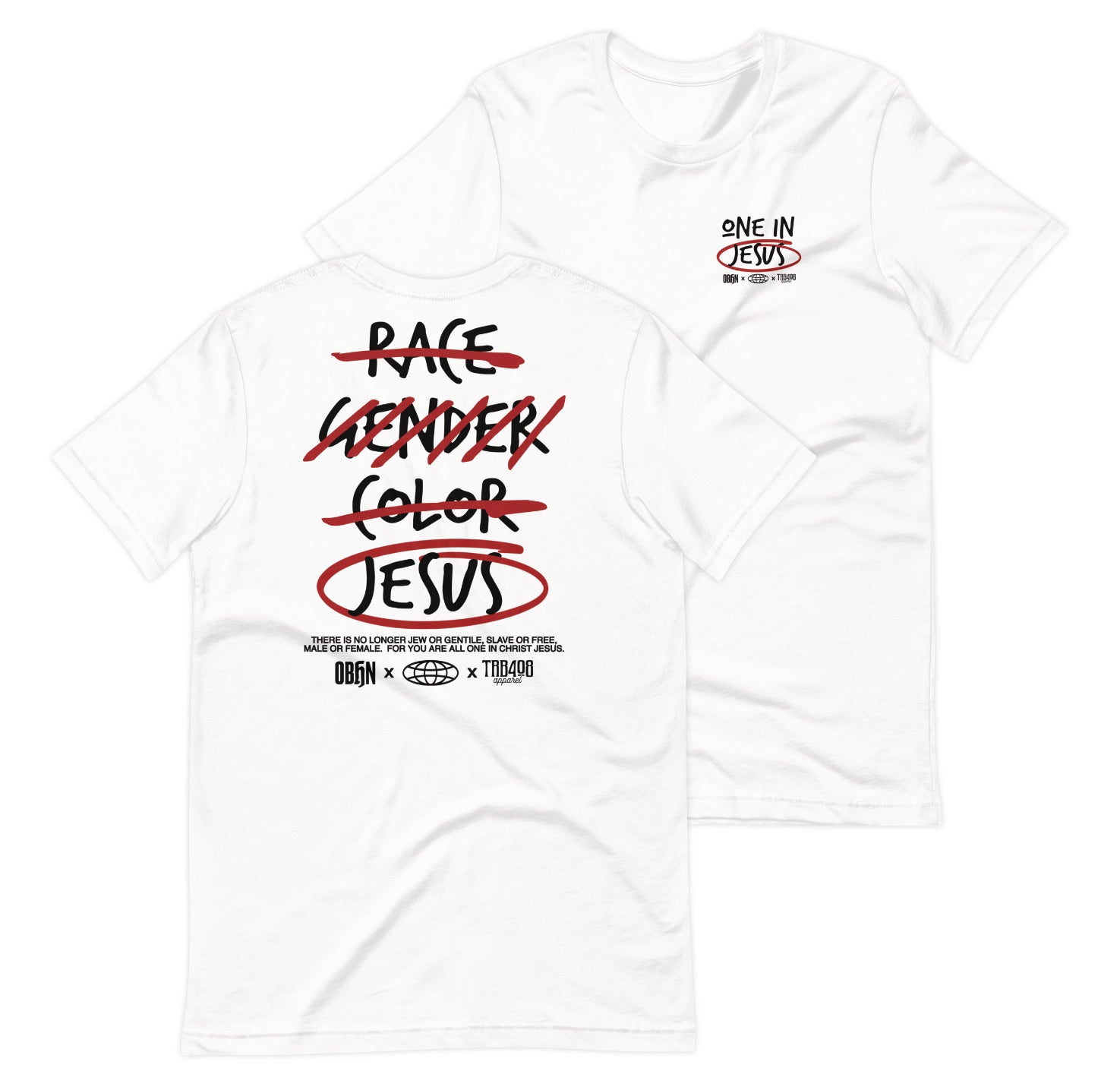 White short sleeve G328 Cross-Out Tee, Front and Back, Christian Apparel