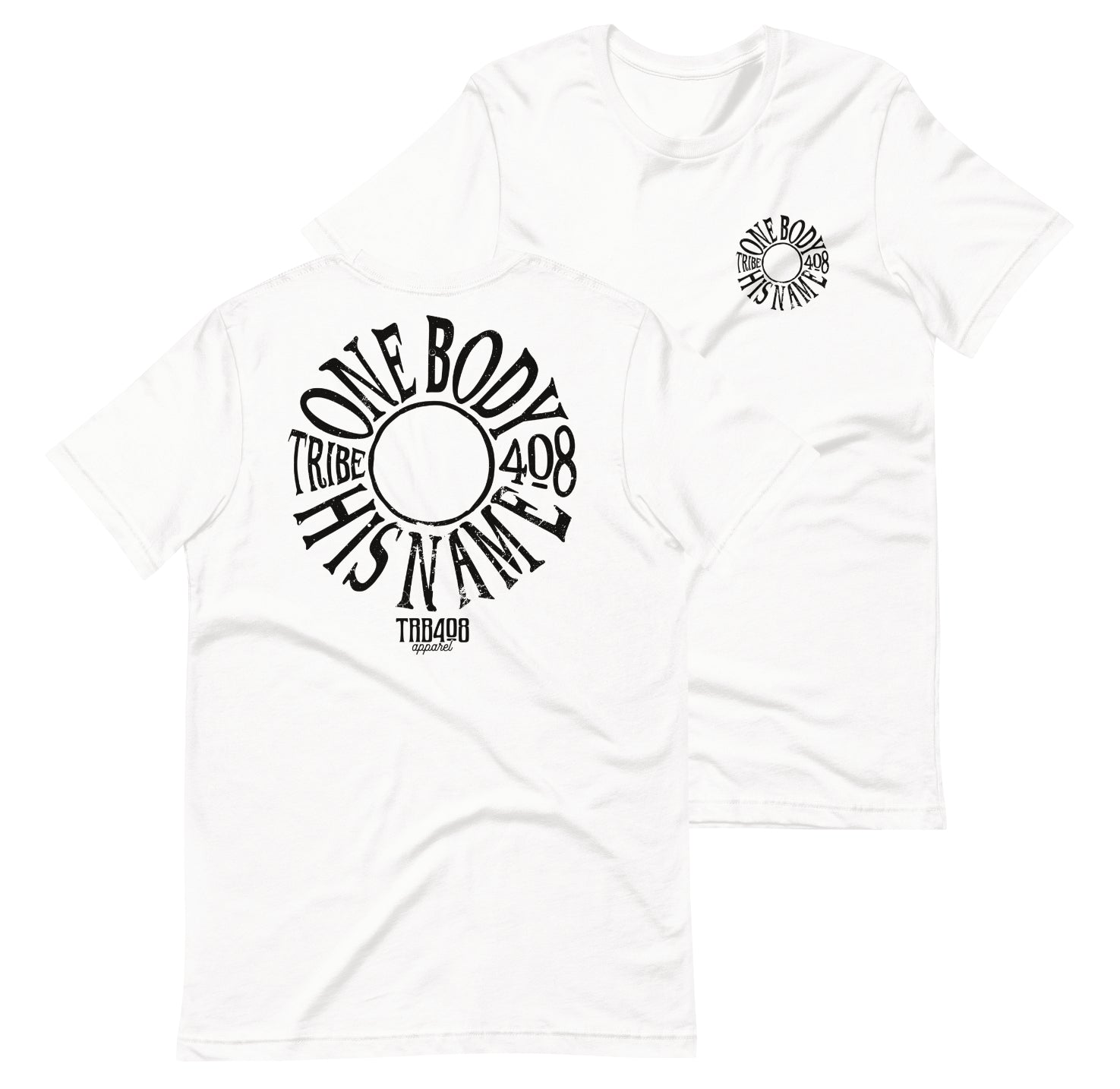 White short sleeve The Tribe Tee, Front and Back, Christian Apparel