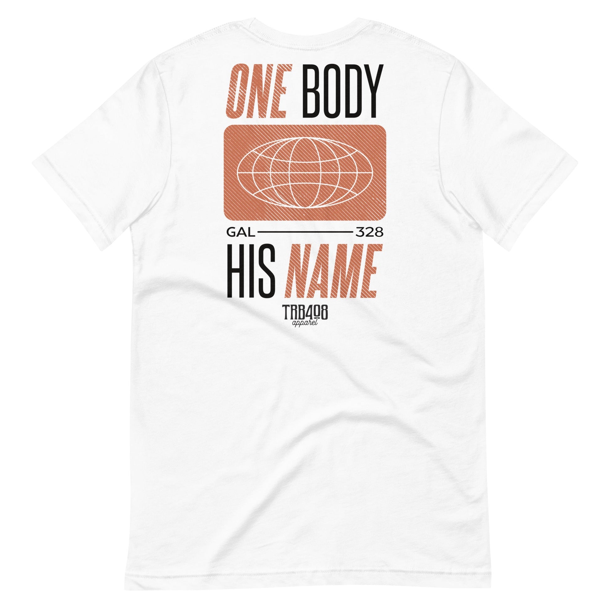 White short sleeve Tribe Globe Tee, Back, Christian Apparel