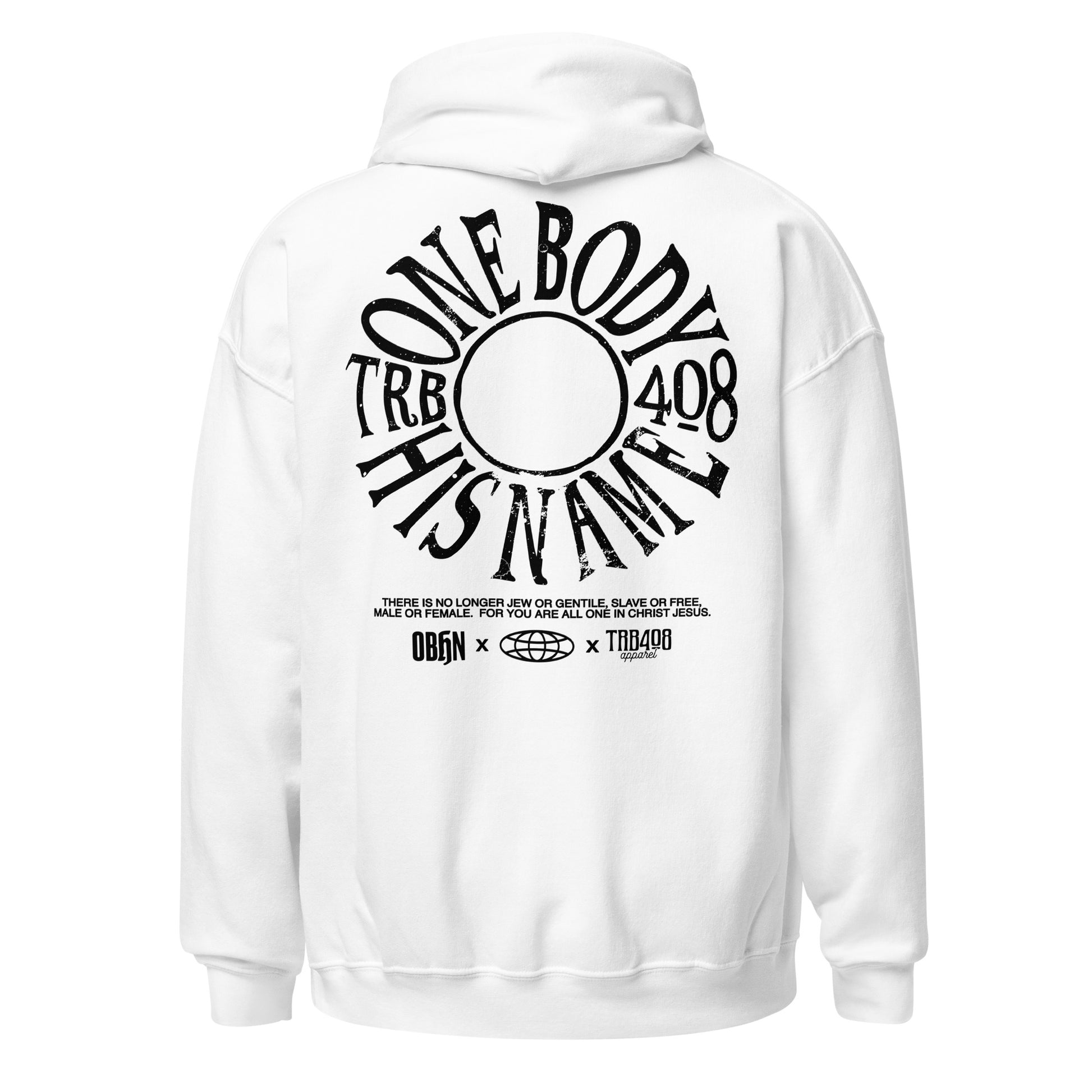 White The TRIBE Hoodie, Back, Christian Apparel