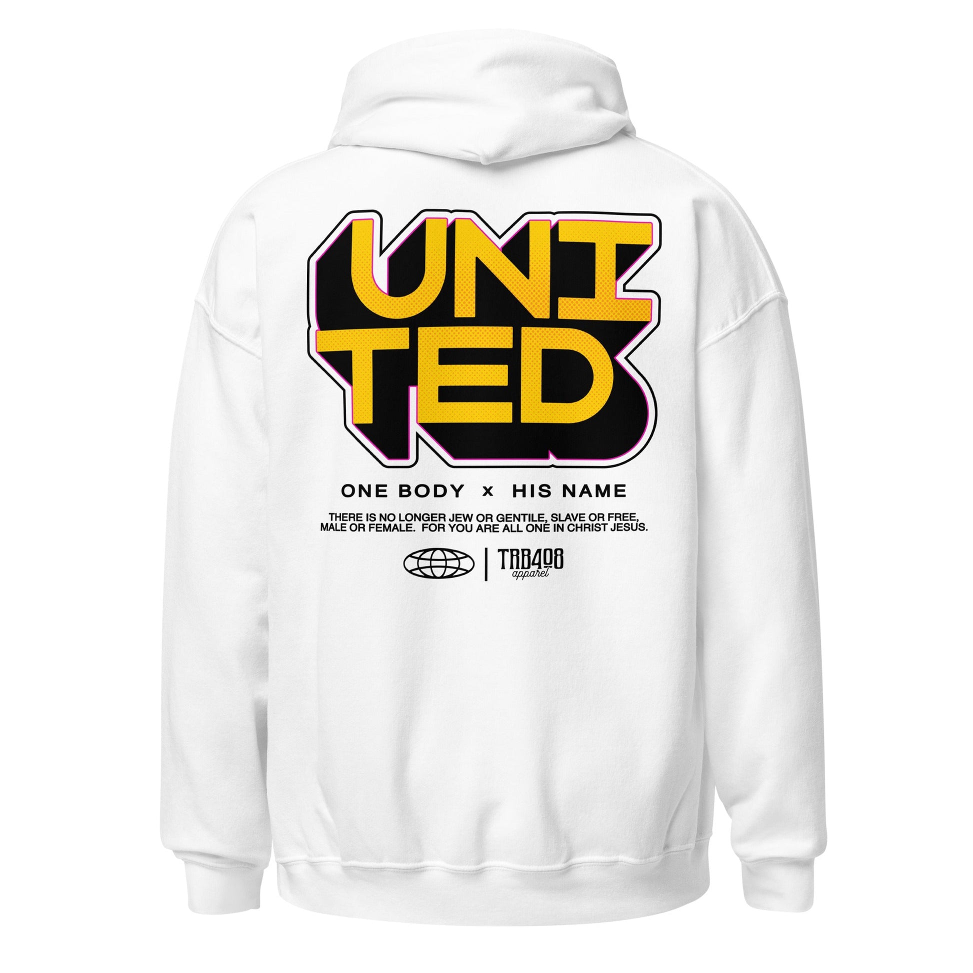 White United 3D Hoodie, Back, Christian Apparel